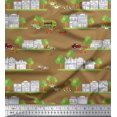 thumbnail image 1 of Soimoi Cotton Voile Fabric Vehicles,Tree & Shops Architectural Print Sewing Fabric Yard 42 Inch Wide, 1 of 3