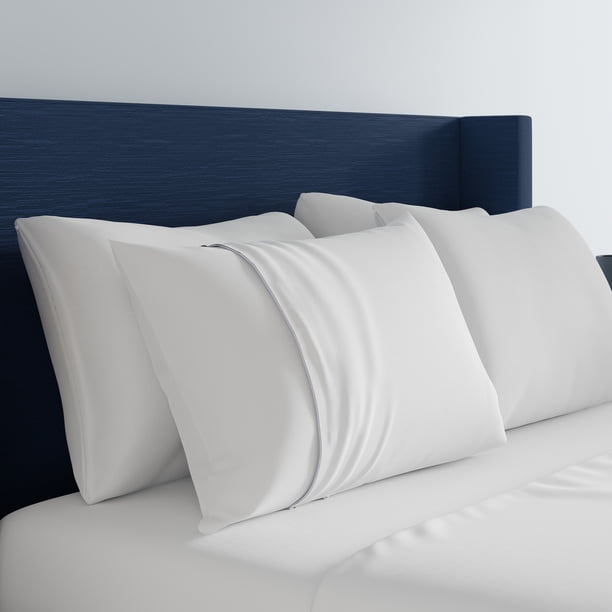 Sealy Cool Temp Bed Pillow Cover Protector, King- Zippered Soft
