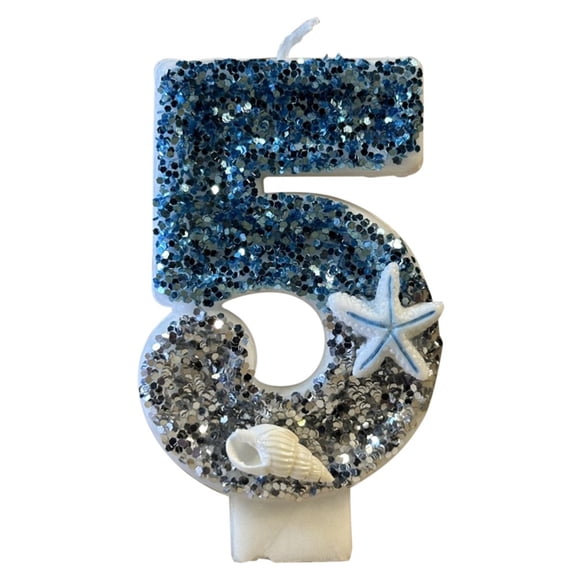 CNKOO Birthday Number Candles Ocean Starfish Sequins Birthday Candles for Cake Glitter 3 inch Candle Cake Topper Decoration for Boys Girls Birthday Party Supplies (Number 0)