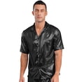 thumbnail image 1 of Miaeowve Mens Shiny Sheer Top PVC Leather Wet Look Glossy T-Shirt for Halloween Beach Pool Rave Party Black S, 1 of 5