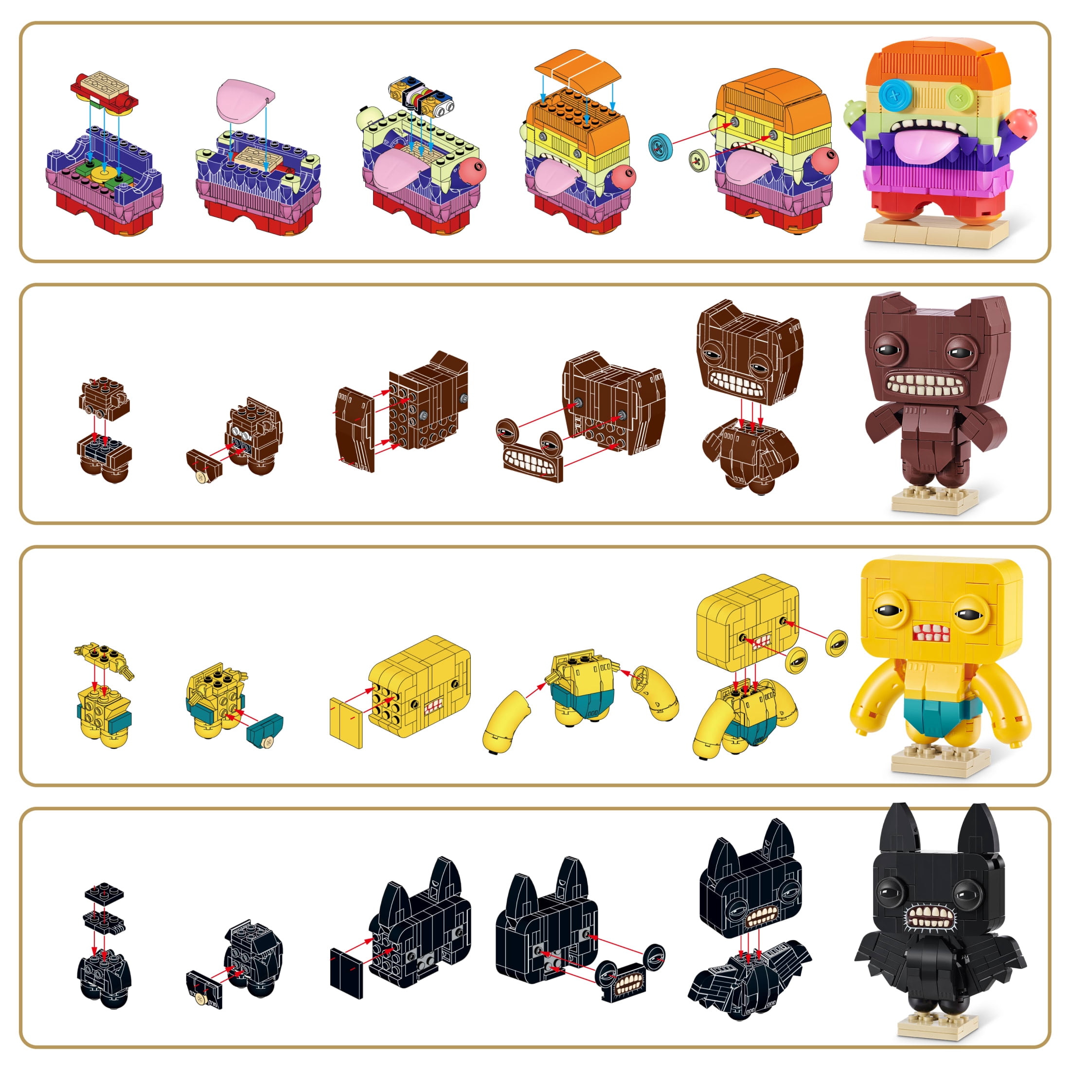 Collection MAX BUILD MORE Premium Fugglers (Squidge) de ZURU - Jeu de briques de construction en plastique pour enfants de 8 ans et plus
