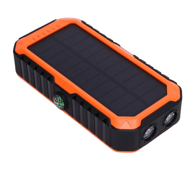 Solar Power Bank, Power Bank Spirit Level Fast Charging Hand Crank 20000mAh for Outdoor Orange,Black