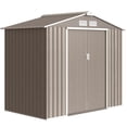 thumbnail image 1 of 7' x 4' Garden Storage Shed w/ Foundation Kit and Double Doors Light Brown, 1 of 10