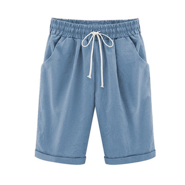 UPPADA Mes Commandes Passées Récemment par Moi Shorts en Lin pour Femmes Bermudas Extensibles Taille Élastique Shorts en Molleton Longueur Genou Short Pantalon Shorts Cargo Athlétiques Shorts Taille Haute Femmes