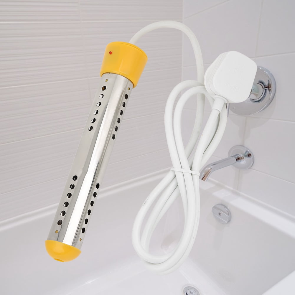 Stainless Steel Heating Tube Heating Rod, Immersion Water Boiler, For Washbasins, Plastic Buckets UK Plug 220V Home Travel Yellow Non-Automatic Power Off