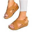 thumbnail image 4 of LSLJS Sandales Compensées pour Femmes, Chaussures d'Été pour Dames à Talon Compensé Rétro Ajourées Sandales Décontractées pour Femmes, 4 of 4