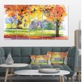 thumbnail image 1 of Autumn Park Yellow Trees Watercolor - Landscape Canvas Art Print, 1 of 1
