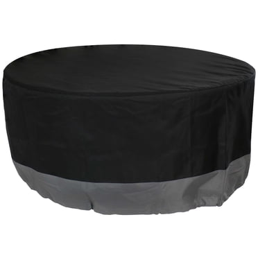 Sunnydaze Housse Ronde pour Foyer Extérieur, Robuste et Résistante aux Intempéries en Polyester 300D - 60 Pouces x 24 Pouces - Noir et Gris