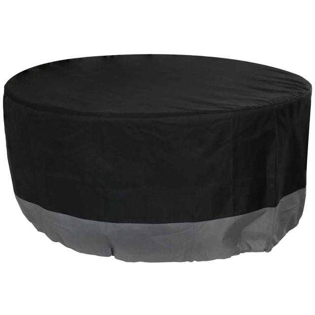 Sunnydaze Housse Ronde pour Foyer Extérieur Robuste et Résistante aux Intempéries en Polyester 300D, Noire et Grise, Mesurant 48 Pouces de Diamètre et 18 Pouces de Hauteur. Fabriquée en Polyester 300D durable avec un Endos en PVC, Cette Housse Protège les Foyers contre l'Eau, le Vent, la Neige et les Rayons UV. Elle Présente une Fermeture à Cordon et à Bascule pour un Ajustement Sécuritaire et Convient aux Foyers de patio jusqu'à 48 Pouces de Diamètre. La Conception Bicolore Complète l'Esthétique Extérieure et Est Idéale pour Protéger les Foyers