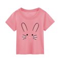 thumbnail image 1 of PMVFHDE T-Shirt Graphique à Manches Courtes Imprimé Lapin de Pâques pour Enfants, Col Rond, Décontracté, Printemps Été, Rose, 2-3 Ans, 1 of 3