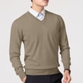 thumbnail image 3 of Xcmzpl Chandail-Robe à Col en V pour Hommes, Tricot, Manches Longues, Coupe Ajustée, Chandails Mode, Chandail à Enfiler, Chandail de Base Uni, Hauts de Chandail d'Automne, 3 of 5