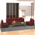 thumbnail image 1 of vidaXL 5 Piece Garden Lounge Set with Cushions Poly Rattan Brown, 1 of 4