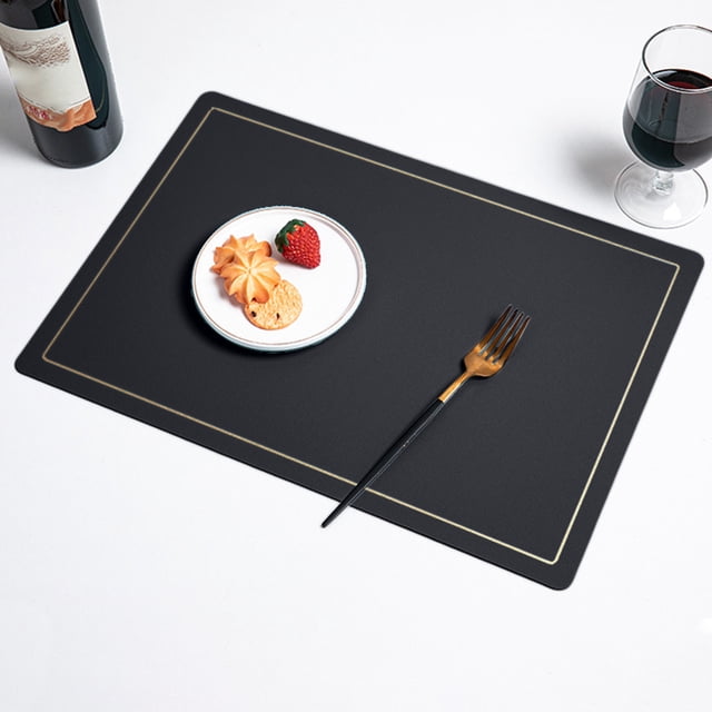 Birdeem Placemats,Double-Sided Leather Washable Heat Resistant Placemats with Coasters Waterproof Oil-Proof Wipeable Place Mats for Kitchen Table Dining Patio Indoor Outdoor Table Mats-Gray,12X17In