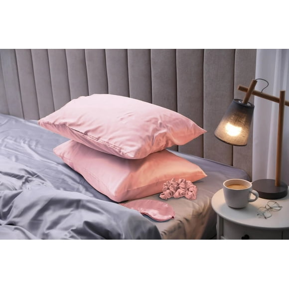 Swift Home 6-Piece Satin Pillowcase Gift Set with Eye Mask and Scrunchies, Rose Gold