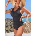thumbnail image 3 of Charmo Black V Neck One Piece Swimsuit for Womens Ruched Bath Suit, 3 of 5