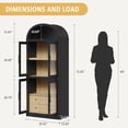 thumbnail image 2 of Kojooin Arched Bookshelf with Doors and Drawers Farmhouse Bookcase 15.83in Depth Display Storage Shelves 71.4in Tall Wooden Display Cabinet Rounded Bookcases for Living Room, Kitchen, 2 of 9