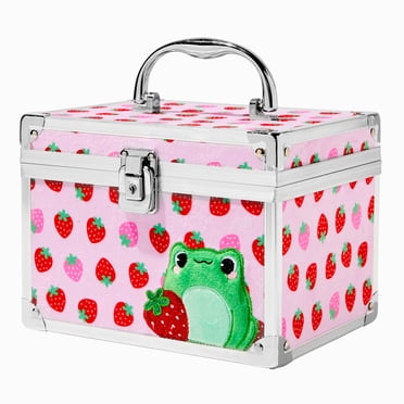 Claire's Plush Strawberry Frog Girls Keepsakes Lock Box Pink, 6"L x 8"W x 6"H, Metal, 46758