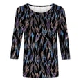 thumbnail image 5 of Soki T-Shirts de Mode pour Femmes, Col Rond Décontracté, Manches 3/4, T-Shirt Ample, Chemisiers et Chemises pour Dames, 5 of 5