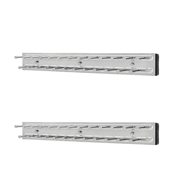 Rev-A-Shelf TRC-14CR Porte-Cravates Latéral Extensible de 14 Pouces en chrome, Présenté en Lot de 2. Chaque Porte-Cravates Comprend 25 Crochets pour Organiser les Cravates et les Ceintures, avec une Coulisse à Roulement à Billes à Extension Complète pour un Accès Facile. Fabriqué en Fil Métallique de Calibre Lourd avec une Finition chrome Élégante, Ces Supports Sont Conçus pour des Systèmes de Garde-Robe de 14 Pouces Ou Plus Profonds. les Dimensions Sont de 2,5 Pouces de Large, 14 Pouces de Profondeur et 1,88 Pouces de Hauteur.