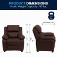 thumbnail image 3 of Deluxe Padded Contemporary Brown Leather Kids Recliner with Storage Arms, 3 of 9