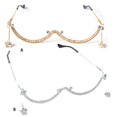 thumbnail image 4 of tamizeot Integrated Metal Frame Eyeglass Frame With Rhinestone Jewelry Sparkling Crystal Rhinestone W-shaped silver, 4 of 6