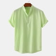 thumbnail image 2 of cfhntfmh Cotton Linen Shirts for Men Summer Short Sleeve Button up Beach T-Shirts Lightweight Solid Collared Tops, 2 of 7