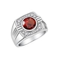 thumbnail image 3 of RYLOS Mens Rings 14K White Gold Designer Round Gemstone &  Sparkling Diamond Ring Garnet January Birthstone Rings For Men, Men's Rings, Gold Rings Sizes 8 - 13, 3 of 7