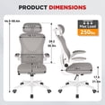 thumbnail image 3 of BestOffice Ergonomic High-Back Office Computer Chair, Adjustable Swivel Task Chair with Headrest & Flip-Up Armrests, Grey, 3 of 7