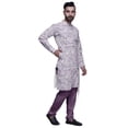 thumbnail image 2 of Atasi Designer Kurta Pajama For Men Printed Angrakha Kurta Set Summer Clothing, 2 of 3