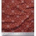 thumbnail image 1 of Soimoi Red Poly Georgette Fabric Seamless Damask Printed Craft Fabric by the Yard 52 Inch Wide, 1 of 4