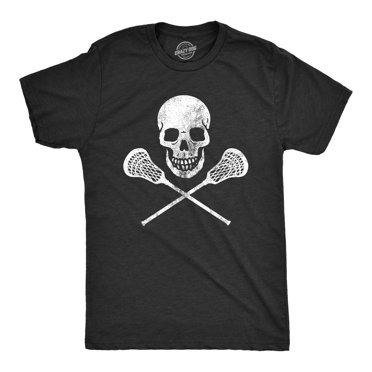 T-shirt Homme de Crosse avec Crâne, Drôle, Sport, Crâne et Os Croisés, Graphique, Nouveauté (Noir Chiné) - M