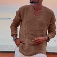 thumbnail image 2 of Yuyuzo Long Sleeve Shirts for Men Spring Fall Loose Casual V Neck Lightweight Solid Color Tee Tops, 2 of 6