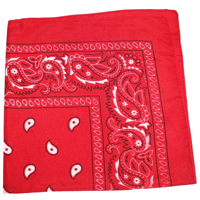 Qraftsy Paisley Polyester Bandanas - Bulk Lot - 25 Pack (Red)