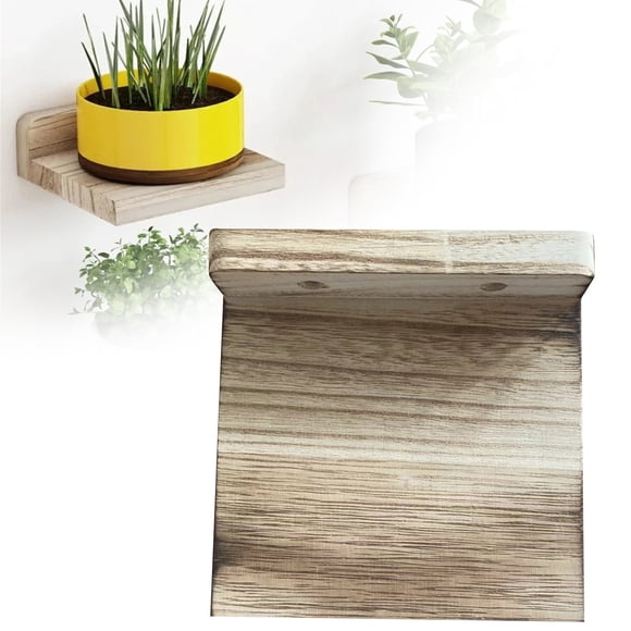 XIPYYKM Small Floating Shelves, 5x5 Inches Wall Shelf Set of 4, Rustic Wood Small Wall Mounted Shelves for Bedroom, Living Room, Kitchen, Bathroom Decor (Khaki)