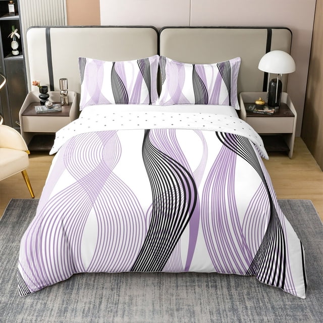 Erosebridal Housse de Couette à Rayures Futuristes 100 % Coton Format Très Grand, Ensembles de Literie Géométrie Abstraite Format Très Grand, Décor Mode Moderne, Réversible (Sans Couette)