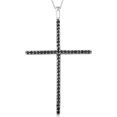 thumbnail image 1 of White Gold 1/2ct Black Diamond Cross Pendant Necklace, 1 of 1