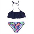 thumbnail image 1 of Toddler Girls Kids Swimsuit Sling Feather Printing Cute Beach Ruffle Bikini Suit, 1 of 9