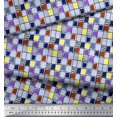 thumbnail image 3 of Soimoi Georgette Viscose Fabric Check & Brush Stroke Abstract Print Fabric by The Yard 42 Inch Wide, 3 of 3