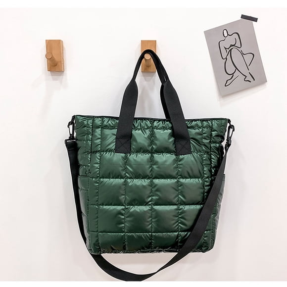 Crossbody Bags for Women Vacation Essentials Shoulder Bags Women's Nylon Padded Quilted Bags Large Zippered Shoulder Bags Embroidery Thread Plain Checked Shoulder Bags Trendy Shopping Handbags