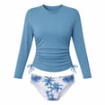 thumbnail image 1 of DuoJiaJ Girls Long Sleeve Two Piece Swimwear Ruffle Adjustable Sun Bathing With Floral Print Size 7-8 Y, 1 of 3