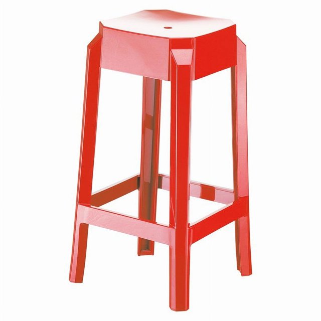 Compamia Tabouret de Comptoir en Polycarbonate Renard - Ensemble de 1, Rouge Brillant