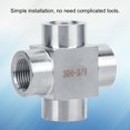 thumbnail image 1 of Firm Silver  Pipe Fitting Adaptor, Stainless Steel Fitting, Water For Pipe Connector 4 Way G3/8, 1 of 8