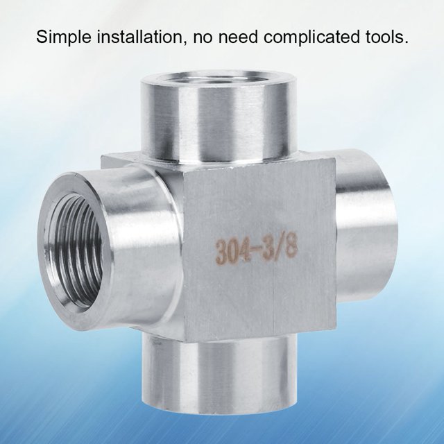 Firm Silver Pipe Fitting Adaptor, Stainless Steel Fitting, Water For Pipe Connector 4 Way G3/8