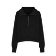thumbnail image 4 of Timegard Half Zip Pullover for Women Cropped Long Sleeve Tops Sweatshirts Thumb Hole Fall Solid Color Tops, 4 of 7