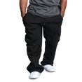 thumbnail image 1 of Men Fleece Sweatpants Cargo Trousers Drawstring Athletic Gym Workout Running Pants with Pocket Black XL, 1 of 6