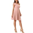 thumbnail image 4 of INSPIRE CHIC Robe pour Femme Nœud une Épaule Sans Bretelles Ligne A Évasée Robe de Soirée avec Poches m Rose, 4 of 6