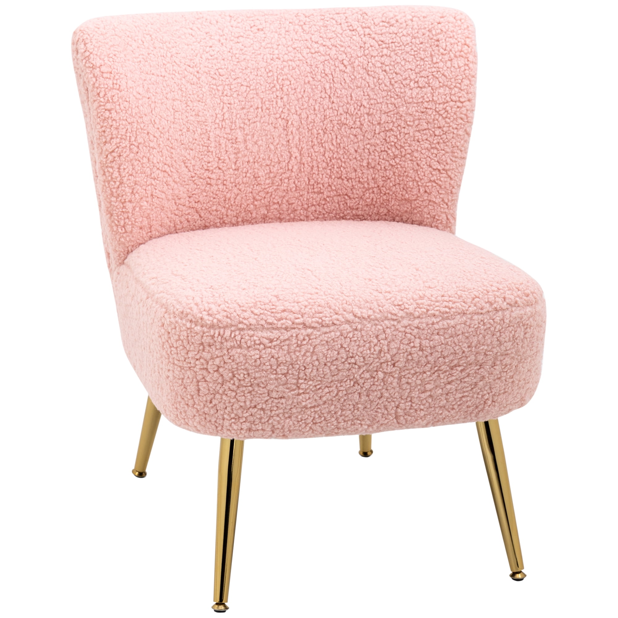 HOMCOM Fauteuil d'Appoint Chaise d'Appoint pour Salon avec Pattes Rose