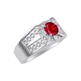 thumbnail image 3 of RYLOS Men's Rings Sterling Silver Designer Starburst 7MM Round Gemstone & Diamond Ring Ruby July Birthstone Rings Size 12, 3 of 7