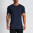 thumbnail image 3 of BOBOGOJP T-Shirt Ajusté pour Homme à Manches Courtes, Col Ras du Cou, Hauts (Marine,G), 3 of 4