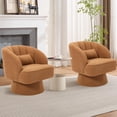 thumbnail image 3 of Yiwa Mid-Back Swivel Armchair, Upholstered Lounge Reading Chair with Pillow and 360-Degree Rotation, 3 of 5
